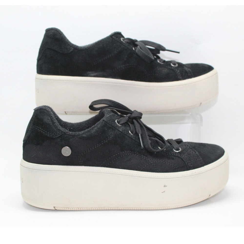 Skechers Los Angeles Black Suede Platform Sneakers 158821 Womens 7.5
